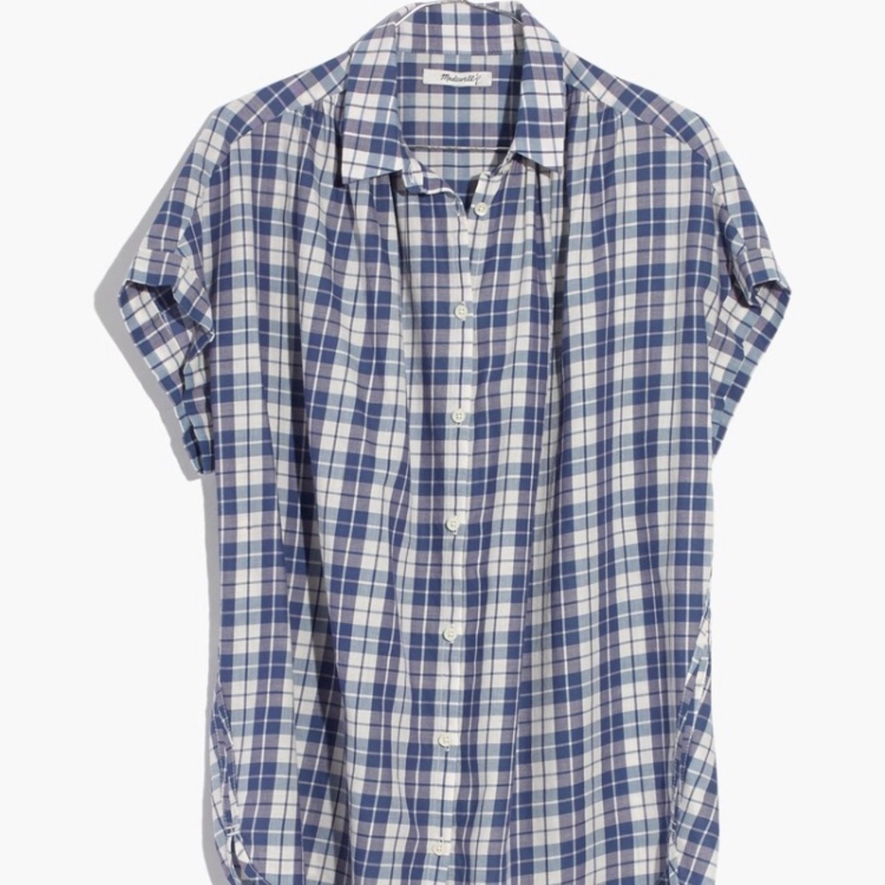 Madewell plaid central open back top